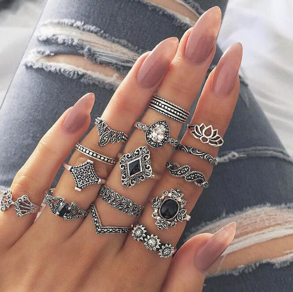 2020 Fashion 15pcs/Set Women Luxury Rings